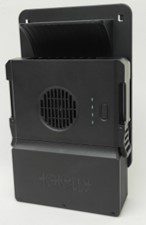A black device with a speaker on the side.